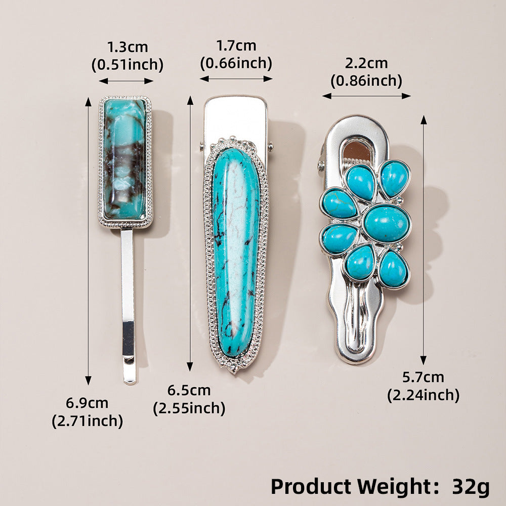 Wholesale Green Turquoise Retro Straight Hair Clip